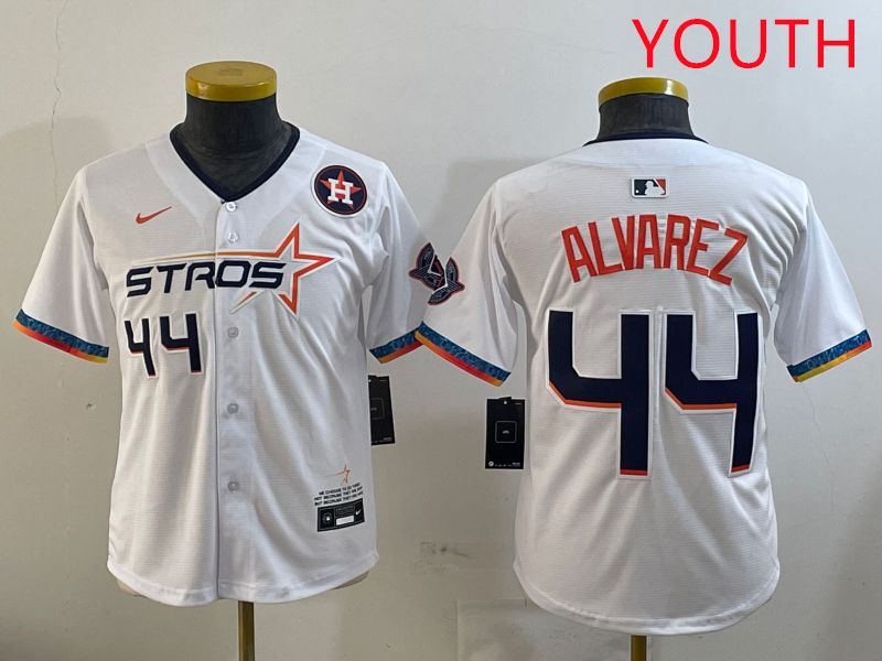 Youth Houston Astros 44 Alvarez White Fourth generation Joint Name 2025 Nike MLB Jersey style 10